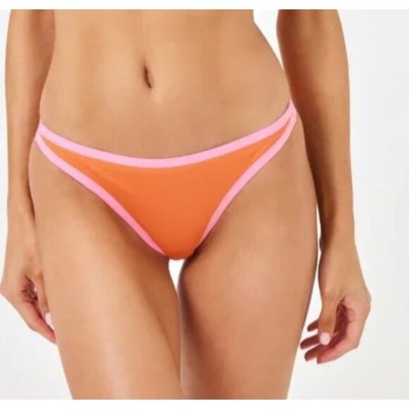 L*Space Bikini Bottom Fused Camacho Bottom Classic Orange Pink Size XS Tropical - Picture 1 of 8